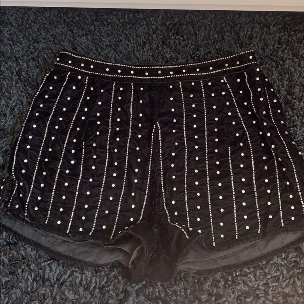 TOPSHOP beaded velvet shorts